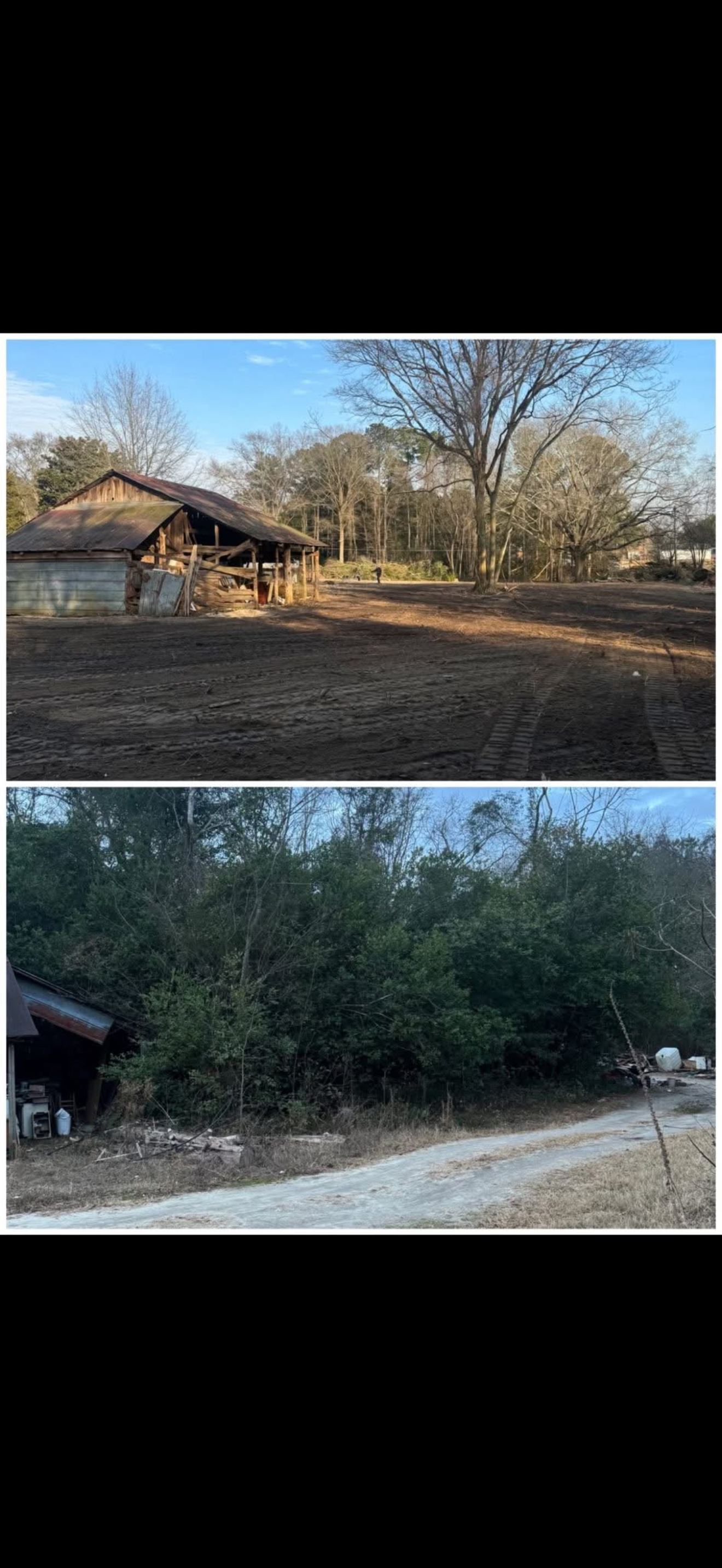 Before and after — barn and structure demolition